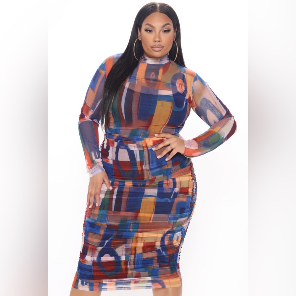 Fashion Nova Multicolor Midi Mesh Dress